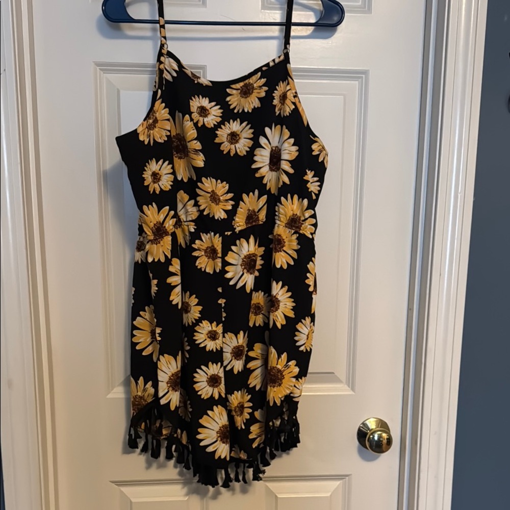 Floral Black and Yellow women romper
